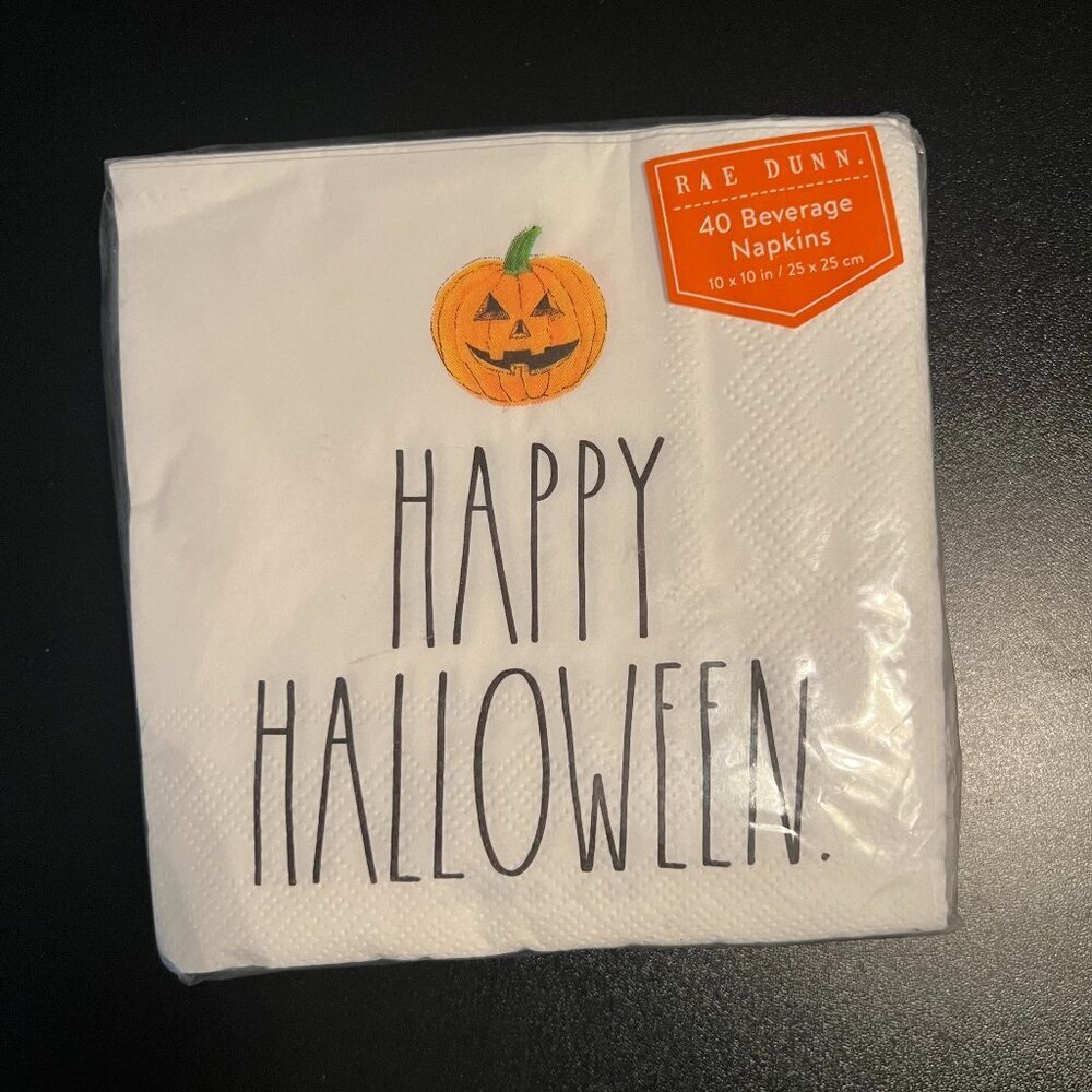 Rae Dunn Happy Halloween Pumpkin Party Beverage Napkins 40 Pack